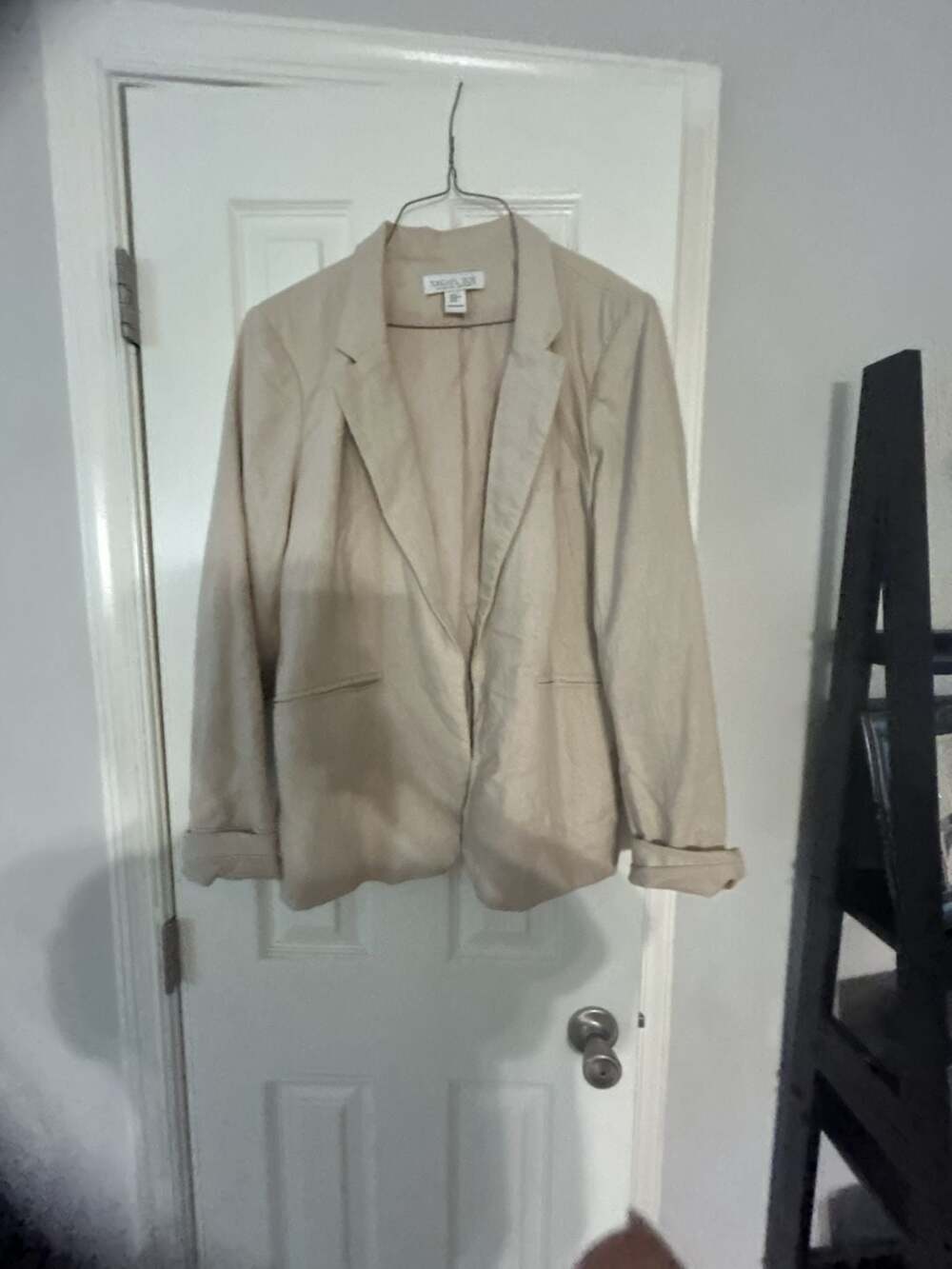 Rachel Zoe Linen-Cotton Blend Open Front Blazer Jacket